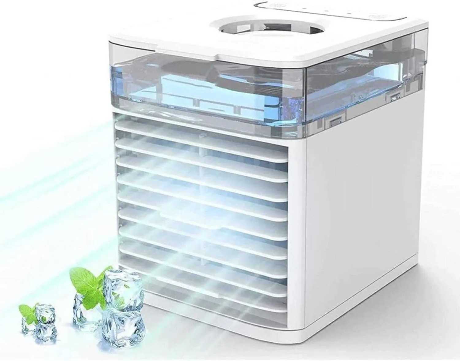 Alacritua Ventiladores con Agua, FáCil De Limpiar Ventilador con Deposito De Agua, 3 Velocidades Ajustables Enfriador De Aire Ac