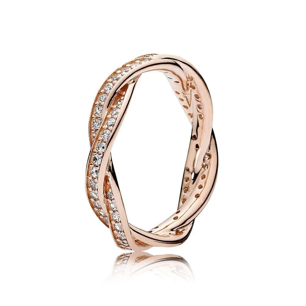 Anillo Pandora de plata ROSE con motivo Trenzado Talla 52