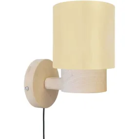 Aplique redondo madera natural y crema