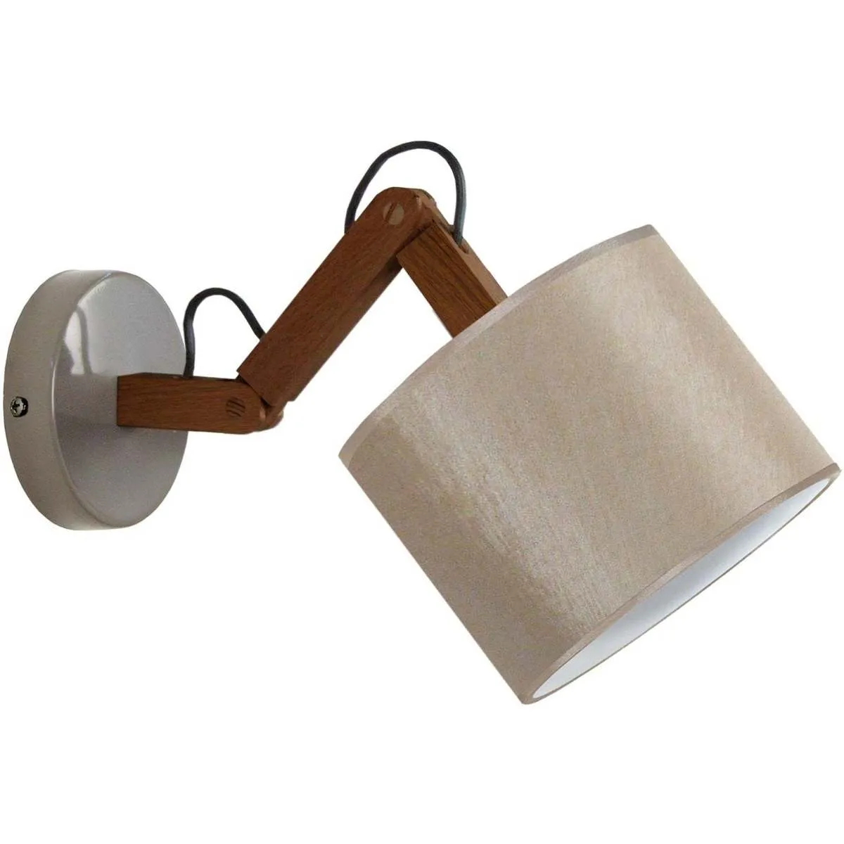 Aplique redondo madera oscura y crema