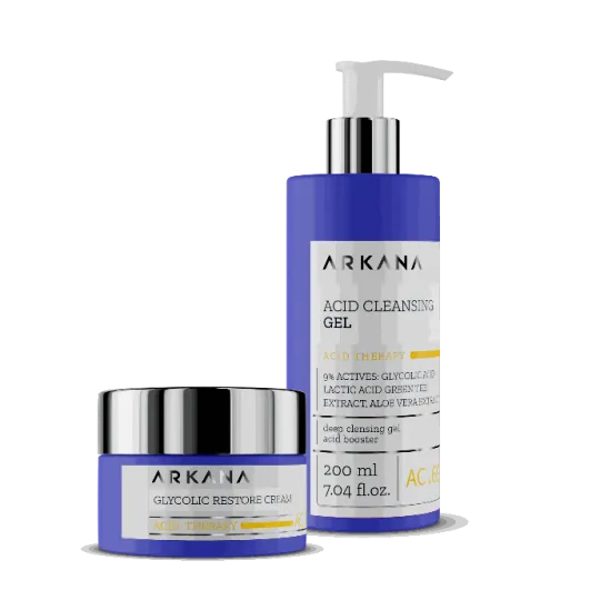 Arkana Glycolic Cream and Cleansing Gel Set
