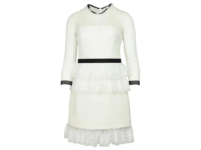 Autre Marque Vestido Duquesa Tres Pisos Poliéster Blanco 