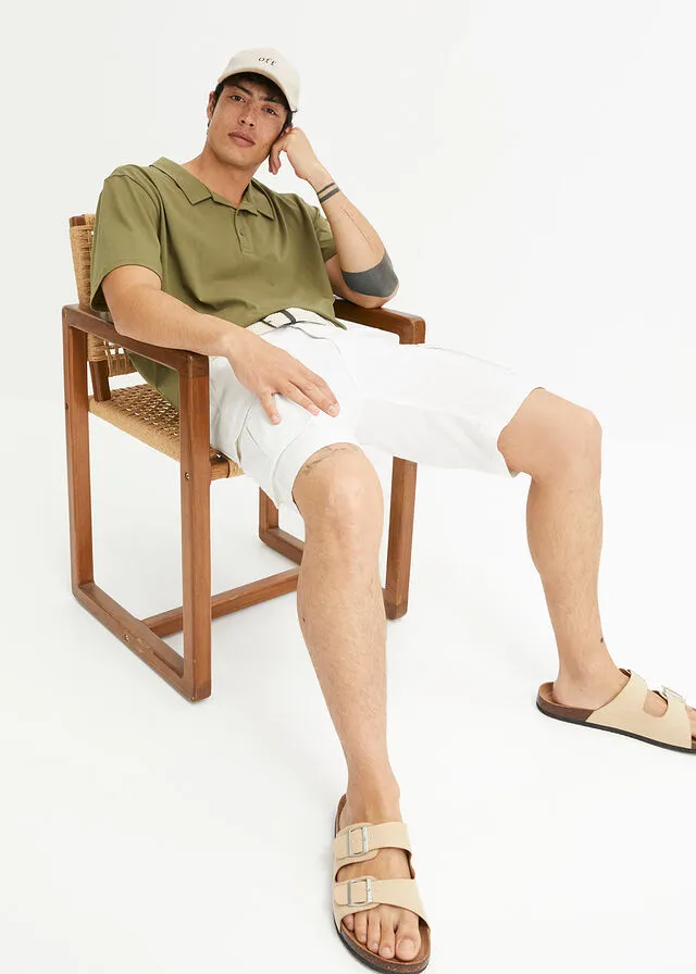 White Bermuda cargo shorts