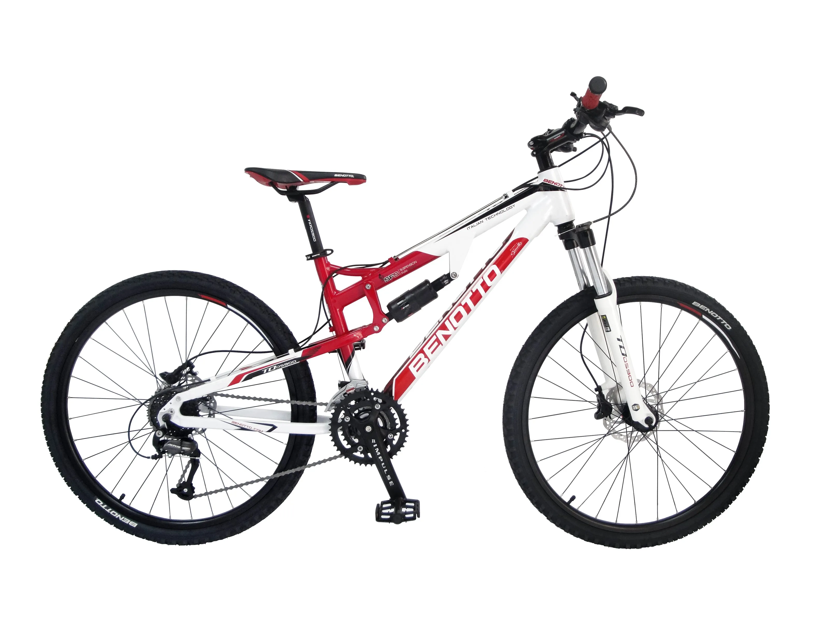 Bicicleta BENOTTO Montaa DS-900 R26 27V. Hombre Shimano Altus Frenos Doble Disco Hidraulico Aluminio Rojo/Blanco Talla:ML
