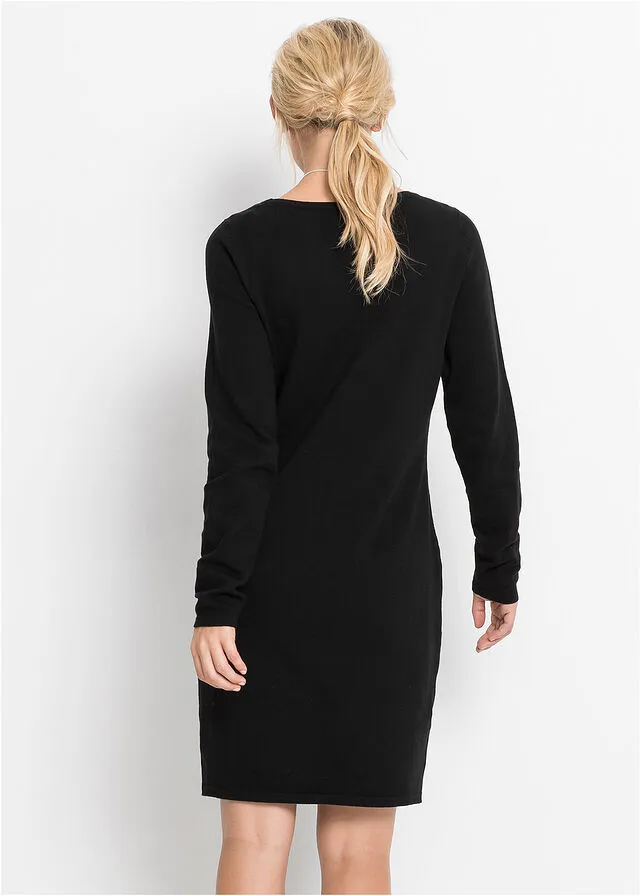 Black Boat Neck Dress