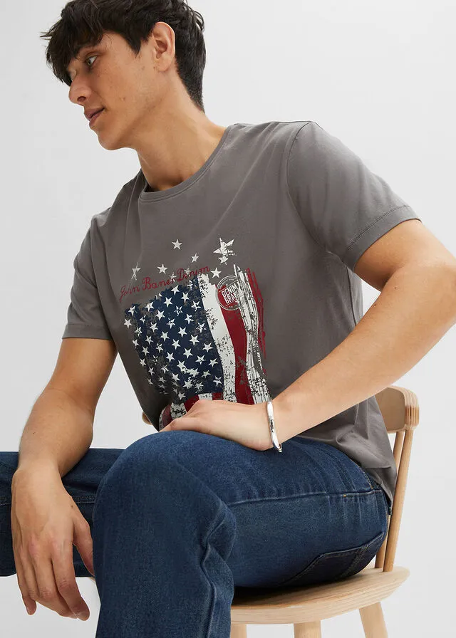 Smoked Grey Printed T-shirt