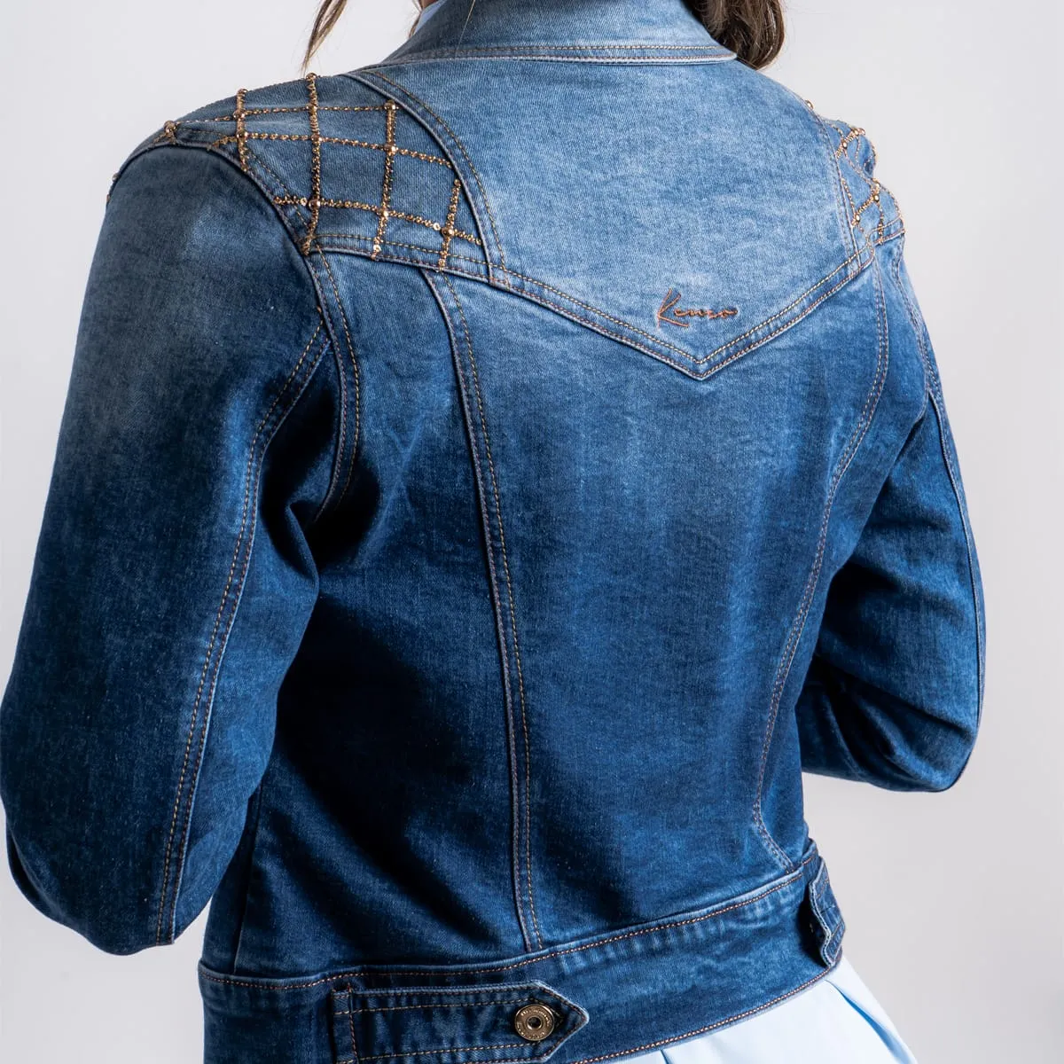 Gold Slim Fit Denim Jacket Axa