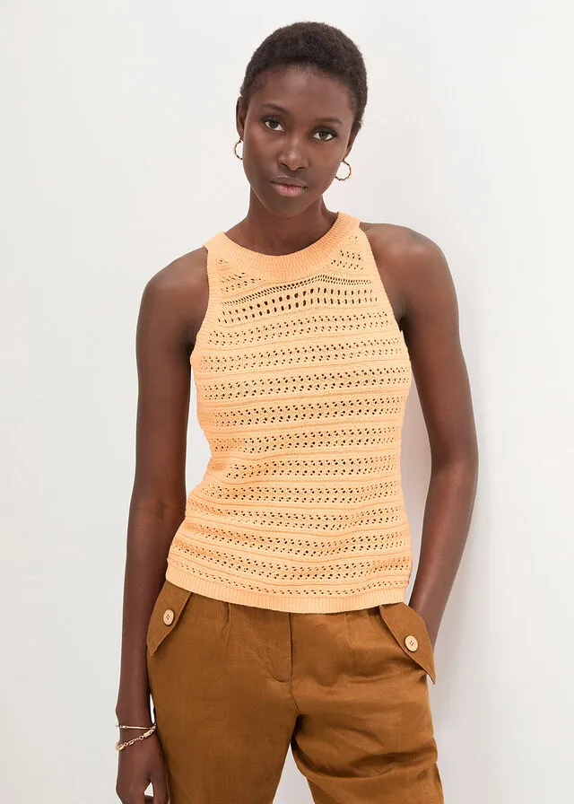 Cream Orange Knit Top