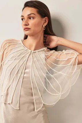 Crema marfil - Pearl Sheer Cape Cover-Up