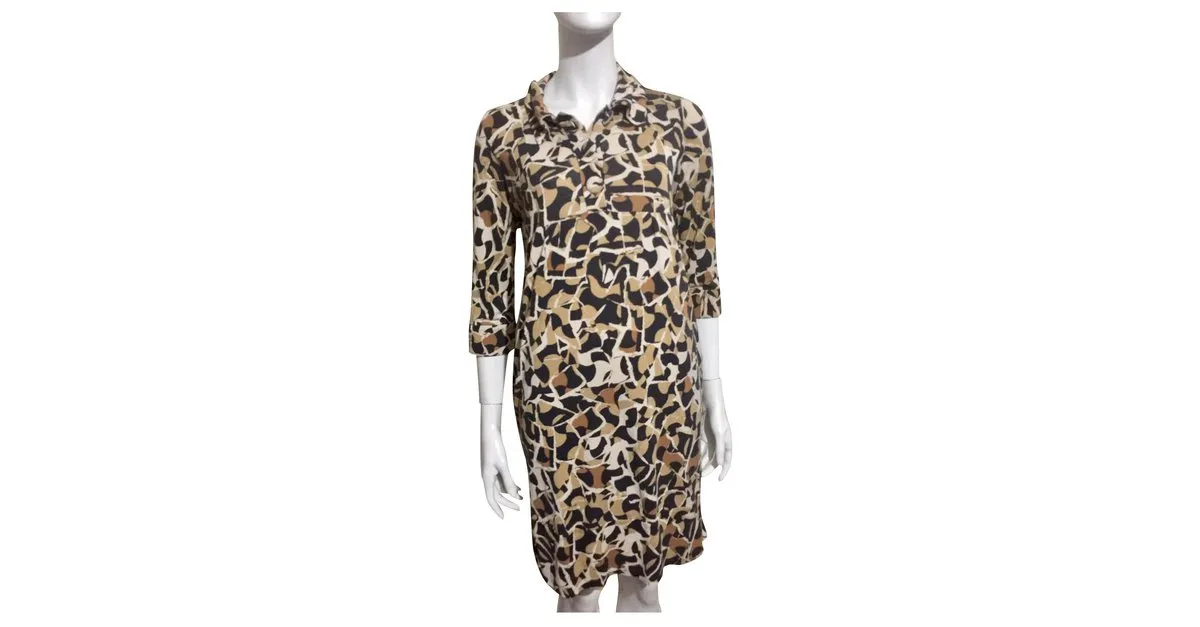 Diane Von Furstenberg Vestido vintage DvF Castaño Negro Crema Caramelo 