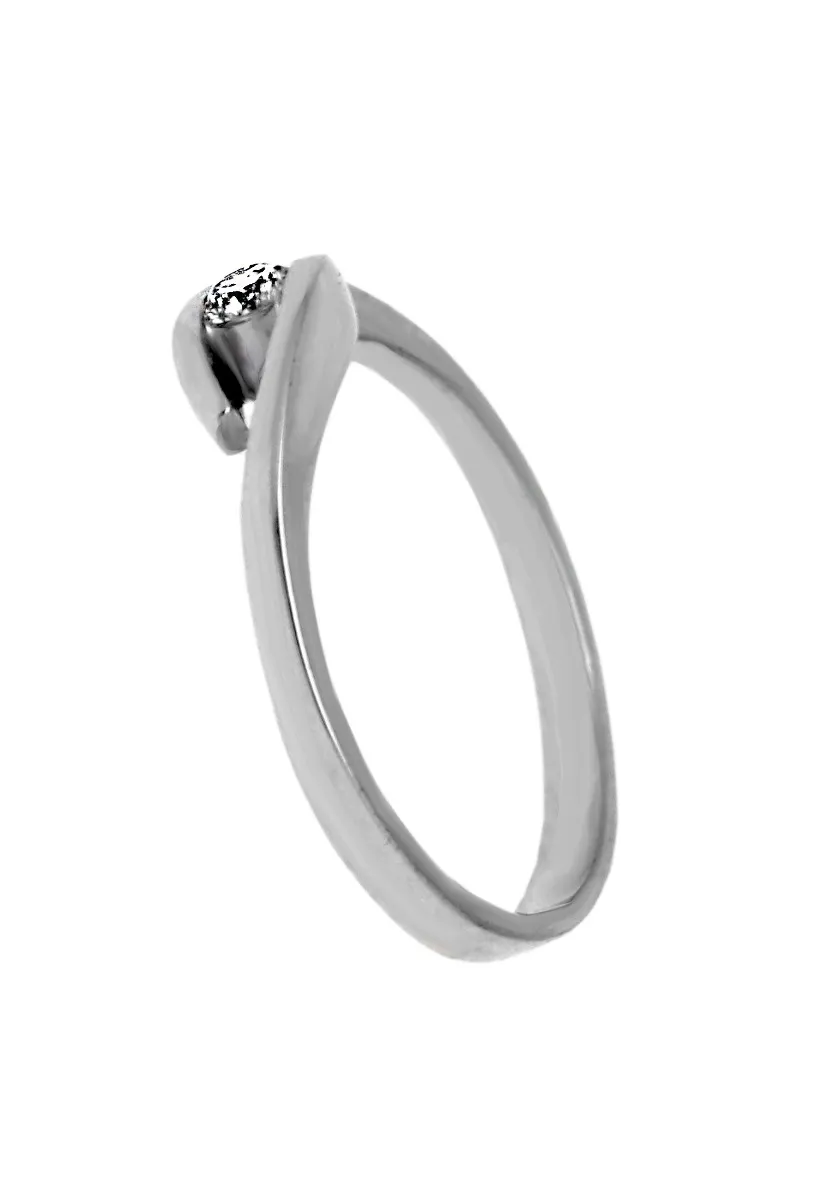 Engagement ring white gold 18k and single diamond solitaire 231_W919R