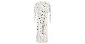Ganni Vestido midi de popelina con estampado de lunares y algodón blanco 