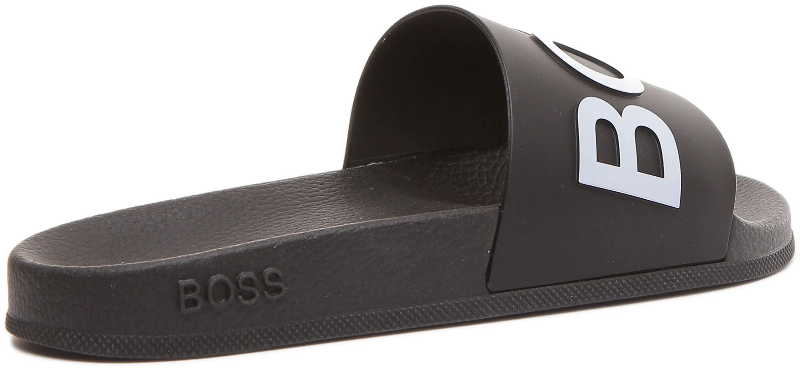 Hugo Boss Bay Sandalias deslizantes con correa de logotipo para hombre en blanco negro