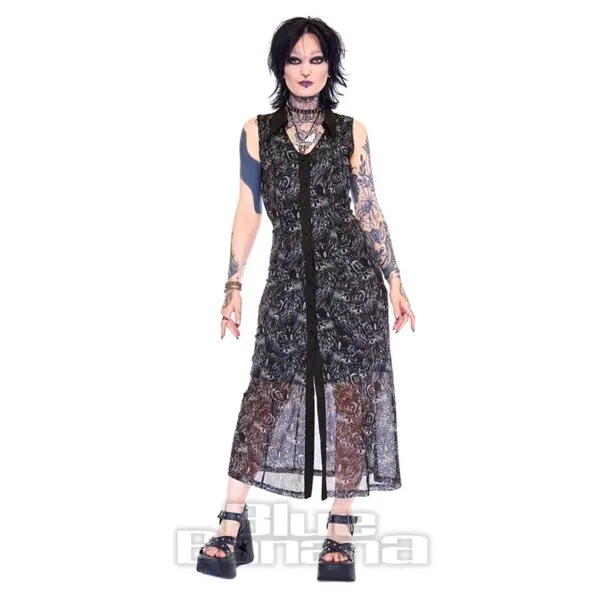 Jawbreaker Búho Nocturno Maxi Vestido (Negro)