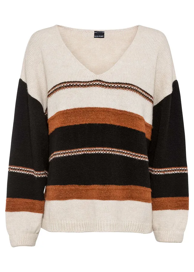 Brown Striped Jersey Top