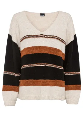 Brown Striped Jersey Top