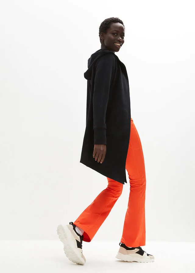 Long and Ultra-Soft Black Sweatshirt Jacket