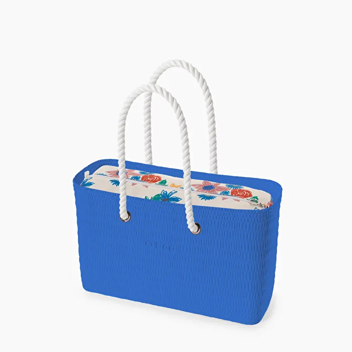 O bag beach marina y blanco flores