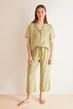 Pijama camisero Capri étnico verde