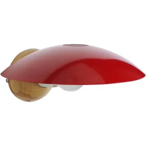 Round Natural Wood and Red Applique