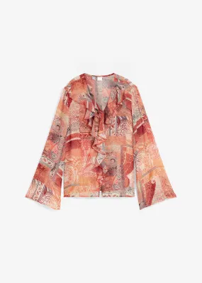 Soft Orange Printed Blouse