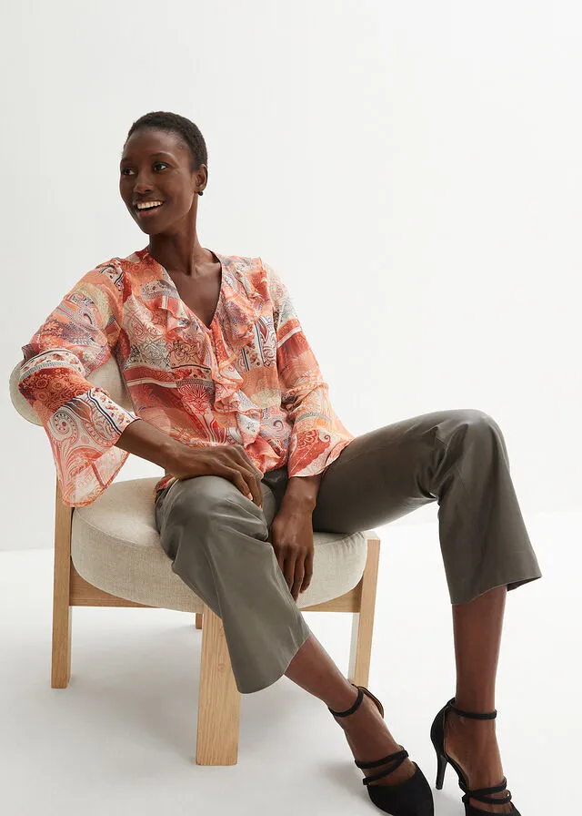 Soft Orange Printed Blouse