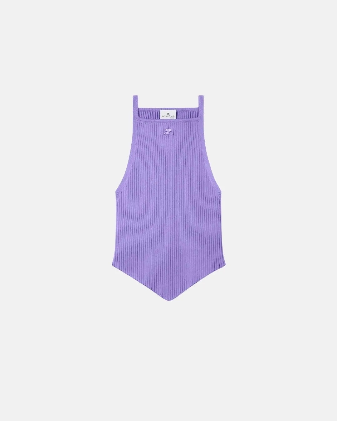 Tank Top Rib Knit Pointy Pure Purple