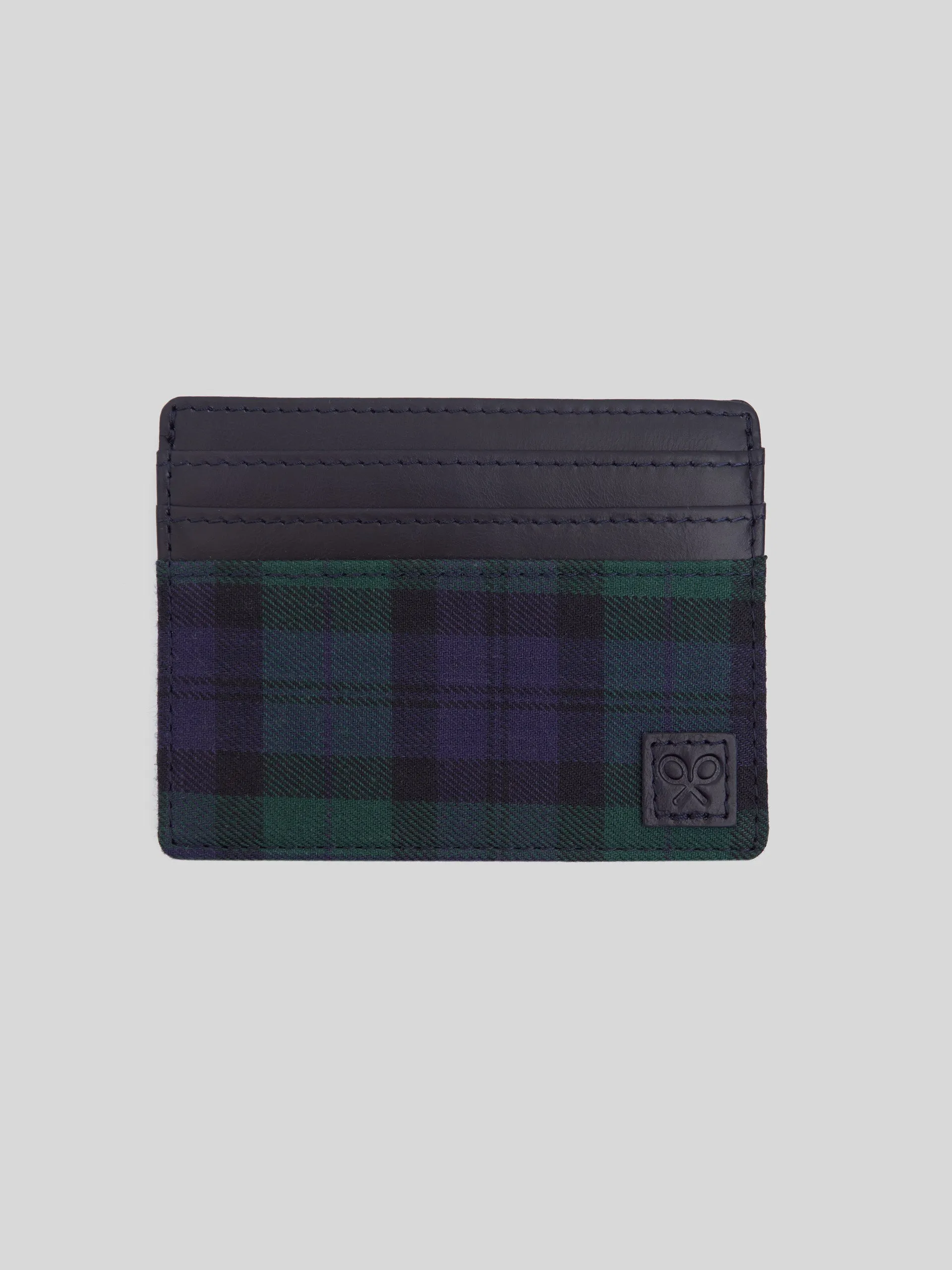 Tarjetero silbon piel tejido tartan