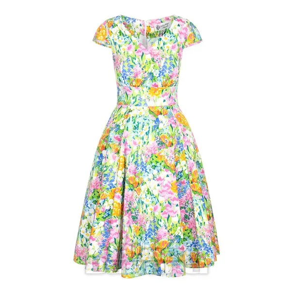 Vestido De Mangas Florales De Bleeding Heart (Multicolor)