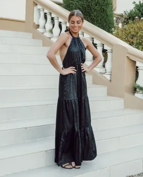 Vestido Largo Juana Leopardo Negro