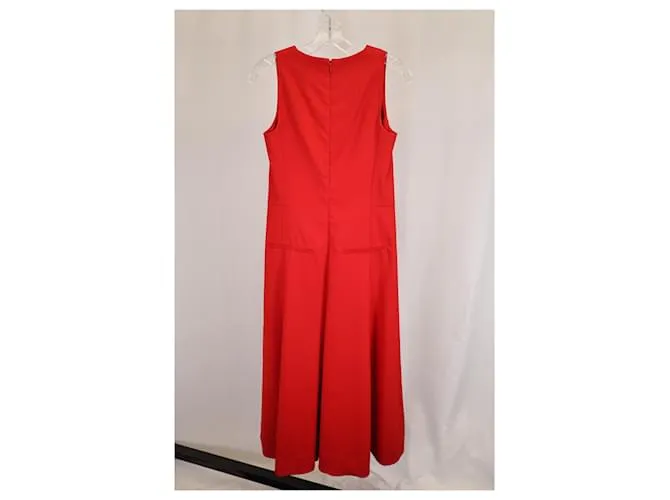 Vestido midi plisado sin mangas Akris en algodón rojo Roja 