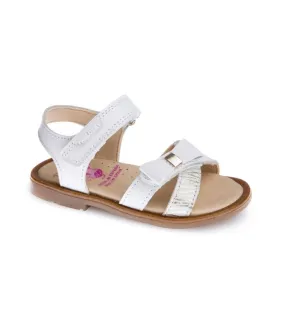 White Silver Leather Sandals